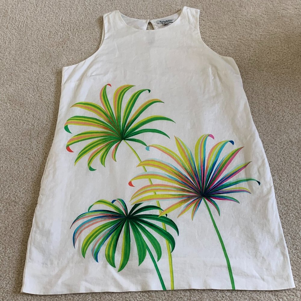 SOLD 🎉2X HP🎉Tommy Bahama Women's Cirque De Palm White Linen Shift Dress Sz XL - Picture 7 of 14